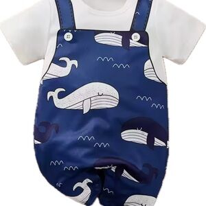 New Blue Whale Print Baby Romper 9-12 months